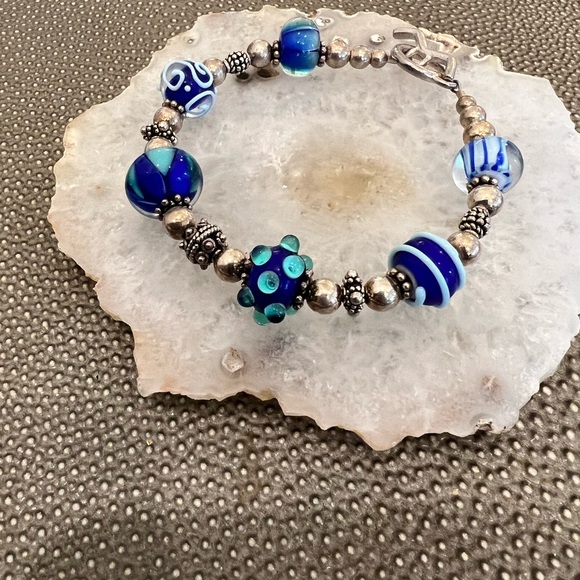 Bracelet Silver Blue toggle 8” - Picture 3 of 3
